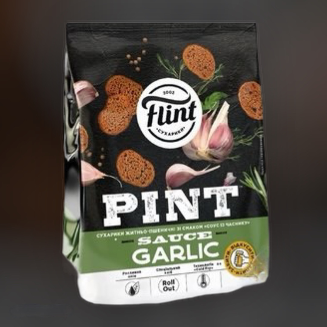 Сухарики Flint пшенично-ржаные чесночный соус 110 г